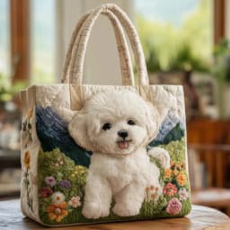 Vintage Women Quilted Tote Bag 2D Realistic Patterns Lightweight Travel Handbag Large Capacity Cotton Shopping Bag Lady Girl