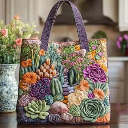 Vintage Women Quilted Tote Bag 2D Realistic Patterns Lightweight Travel Handbag Large Capacity Cotton Shopping Bag Lady Girl