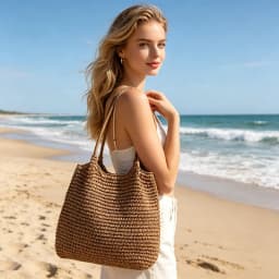 Women Shoulder Bag, Fashion Large Capacity Straw Tote Bag, Casual Solid Easy Handbag Purse for Vacation Outdoor Travel Camping