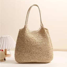 Women Shoulder Bag, Fashion Large Capacity Straw Tote Bag, Casual Solid Easy Handbag Purse for Vacation Outdoor Travel Camping