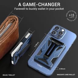 Magnetic Phone Wallet Compatible with Apple MagSafe-Metal Card Holder with AirTag Holder, RFID Blocking & Money Clip Mag Safe Wa