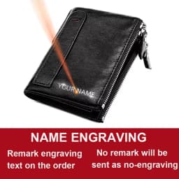 Genuine Leather RFID Wallet for Women Short Style Name Engraving Card Holder Retro Male Coin Pocket Double Zipper Unisex Wallet