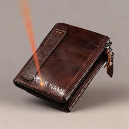 Genuine Leather RFID Wallet for Women Short Style Name Engraving Card Holder Retro Male Coin Pocket Double Zipper Unisex Wallet