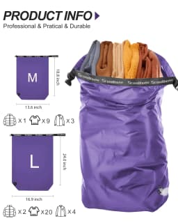 Bump Free Compression Bag for Travel Waterproof Vacuum Storage Bag Space Saver Organizer for Clothes Camping Gym Packing Cubes