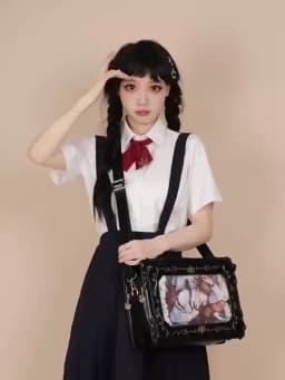 Lolita Women Ita Bag Ctue Girl Transparent Shoulder Bag JK Uniform Subculture Kawaii Bow Crossbody Bag DIY Display Messenger Bag