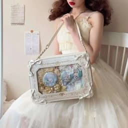 Lolita Women Ita Bag Ctue Girl Transparent Shoulder Bag JK Uniform Subculture Kawaii Bow Crossbody Bag DIY Display Messenger Bag