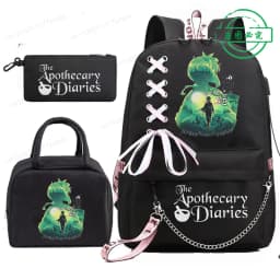 Mochila School Backpack Student Teenager Schoolbag Bag The Apothecary Diaries Maomao Anime Bookbag with Portable Lunch Bags 3pcs