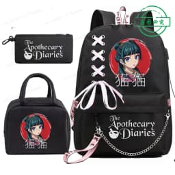 Mochila School Backpack Student Teenager Schoolbag Bag The Apothecary Diaries Maomao Anime Bookbag with Portable Lunch Bags 3pcs