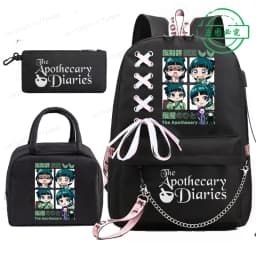 Mochila School Backpack Student Teenager Schoolbag Bag The Apothecary Diaries Maomao Anime Bookbag with Portable Lunch Bags 3pcs