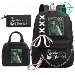Mochila School Backpack Student Teenager Schoolbag Bag The Apothecary Diaries Maomao Anime Bookbag with Portable Lunch Bags 3pcs