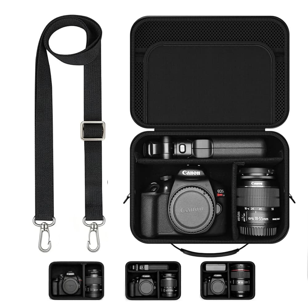 Camera Case For Canon EOS Rebel T7/R50/R100 and More DSLR & Mirrorless Cameras,Portable Travel Bag with Adjustable Dividers