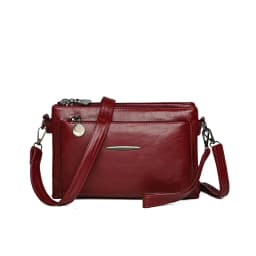 Solid Color Simple Retro Women's Small Crossbody Bag Soft PU Leather Multi-layered Shoulder Bag Casual Large Capacity Sling Bag