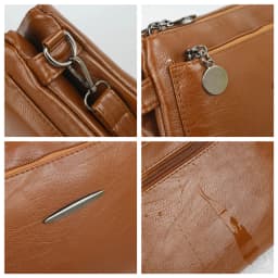 Solid Color Simple Retro Women's Small Crossbody Bag Soft PU Leather Multi-layered Shoulder Bag Casual Large Capacity Sling Bag