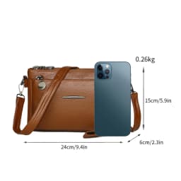 Solid Color Simple Retro Women's Small Crossbody Bag Soft PU Leather Multi-layered Shoulder Bag Casual Large Capacity Sling Bag