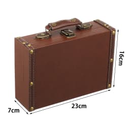 Vintage Leather Suitcase Luggage Clothing Organizer Portable Trunk Handbag Wooden Antique Ornament Carrying Prop Storage Box