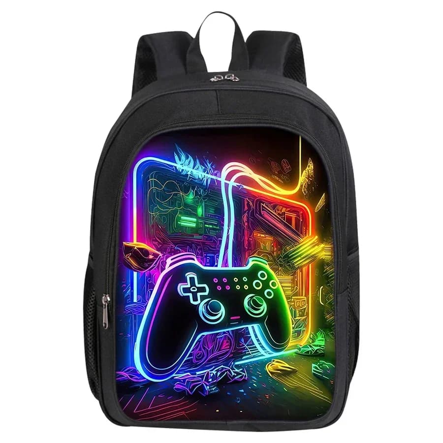 GamePad Double Layered Backpack For Boy And Girls Best Gifts 2D Flat Cartoon School Backpack For Children