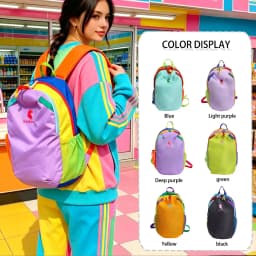 Fashion Trend Dopamine Style SportsBackpack Nylon Lightweight Large Capacity Casual Backpack Hiking Outdoor Mountaineering Bag