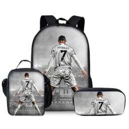 Football Player CR7 Three Piece Set Backpacks For Boy And Girls Best Gifts 3D Cartoon School Backpack For Children