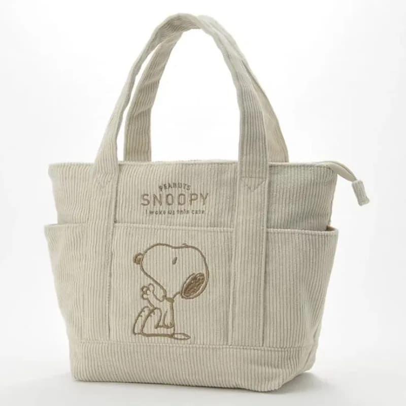 New Fashion Popular Cartoon Snoopy Corduroy Women's Handbag Versatile Travel Student Large Capacity Shoulder Bag