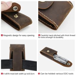 Genuine Leather EDC Organizer Sheath Handmade Tactical Tool Mini Pouch Holster with Belt Clip Storage Bag
