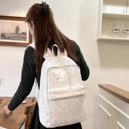 2 Sizes Polka Dot Backpack Large Capacity Transparent Pocket School Daypack Polka Dot Pattern Transparent Pocket Backpack