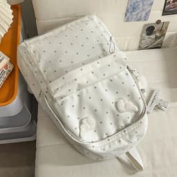 2 Sizes Polka Dot Backpack Large Capacity Transparent Pocket School Daypack Polka Dot Pattern Transparent Pocket Backpack