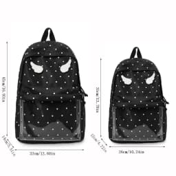 2 Sizes Polka Dot Backpack Large Capacity Transparent Pocket School Daypack Polka Dot Pattern Transparent Pocket Backpack