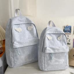 2 Sizes Polka Dot Backpack Large Capacity Transparent Pocket School Daypack Polka Dot Pattern Transparent Pocket Backpack