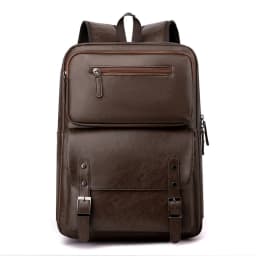 Fashion Men Backpack PU Leather Bagpack Large Laptop Backpacks Male Mochilas Black Schoolbag For Teenagers Boys Brown Sac A Dos