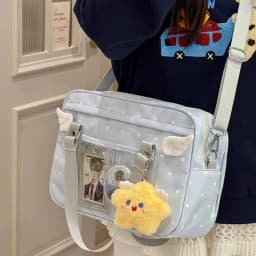 Y2K Anime Convention Polka Dot Ita Shoulder Bag 2D Crossbody Bag Cute Girl Transparent Bag Otaku DIY Comic Display Messenger Bag