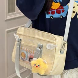 Y2K Anime Convention Polka Dot Ita Shoulder Bag 2D Crossbody Bag Cute Girl Transparent Bag Otaku DIY Comic Display Messenger Bag
