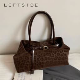 LEFTSIDE Leopard PU Leather Shoulder Bags for Women 2025 Luxury Designer Brand Trend Tote Bag Females Short Handle Handbags