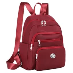 Black Brown Classic Grid Print Small Backpack Multi Zipper Pockets, Casual Fashion Daypack Holds Phone Cosmetic Essentials