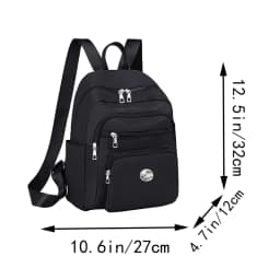Black Brown Classic Grid Print Small Backpack Multi Zipper Pockets, Casual Fashion Daypack Holds Phone Cosmetic Essentials