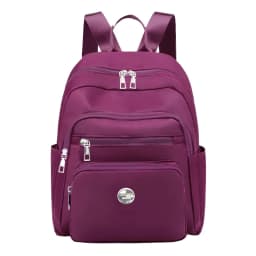 Black Brown Classic Grid Print Small Backpack Multi Zipper Pockets, Casual Fashion Daypack Holds Phone Cosmetic Essentials