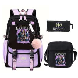 New Katseye Backpack 3pcs Set High Quality Zipper Rucksack Women Men Casual Mochilas College Student School Bag for Teenager
