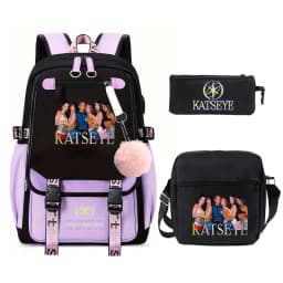 New Katseye Backpack 3pcs Set High Quality Zipper Rucksack Women Men Casual Mochilas College Student School Bag for Teenager
