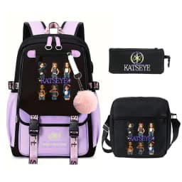 New Katseye Backpack 3pcs Set High Quality Zipper Rucksack Women Men Casual Mochilas College Student School Bag for Teenager