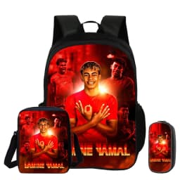 L-Lamin Yamal 3Pcs Set Backpack Shoulder Bag Pencil Bags Bookbag Football Star Rucksack child Mochila Sports Schoolbag Kids Gift