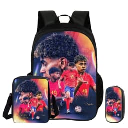 L-Lamin Yamal 3Pcs Set Backpack Shoulder Bag Pencil Bags Bookbag Football Star Rucksack child Mochila Sports Schoolbag Kids Gift