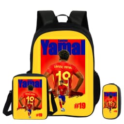 L-Lamin Yamal 3Pcs Set Backpack Shoulder Bag Pencil Bags Bookbag Football Star Rucksack child Mochila Sports Schoolbag Kids Gift