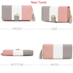Pomelo Best Tri‑Color Women's Wallet PU Leather Long Zipper RFID Blocking Large Capacity 9 Card Slots Tassel Pendant Fits Phone