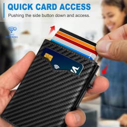 Men Retro Leather RFID Pop‑Up Credit Card Holder Slim Automatic Eject Wallet Multi ID Window Business Male Card Purse