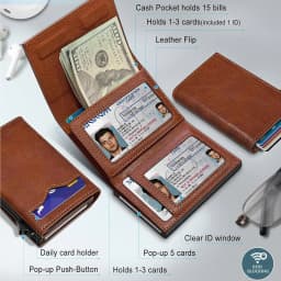 Men Retro Leather RFID Pop‑Up Credit Card Holder Slim Automatic Eject Wallet Multi ID Window Business Male Card Purse