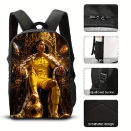 Football Ronaldos Backpack Student 3D Cr7 Printing 16inch School Bags Boy Man Outdoor Sports Rucksack Large Travel Knapsack Gift