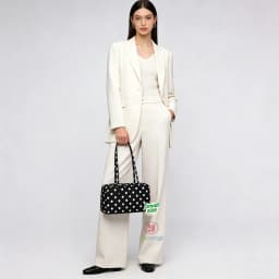 Polka Dot Leopard Print Nylon Shoulder Bag with Pendant Korean Tote Bag Women Casual Boston Bowling Bag Large Capacity Travel