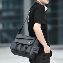 Fashionable Men's Shoulder Bag Multi Layer Mailman Bag Business Travel Crossbody Bag Suitable for Daily Commuting Business