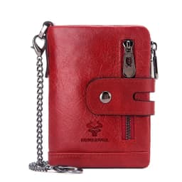 KAVIS RFID Genuine Cowhide Leather Wallet With Coin Pocket For Men Money Card Holder Purse Short Casual Zipper Bifold