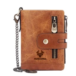 KAVIS RFID Genuine Cowhide Leather Wallet With Coin Pocket For Men Money Card Holder Purse Short Casual Zipper Bifold