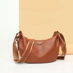 New Women Bags 100% Genuine Leather Underarm Totes Solid Color Commute Handbag Portable Adjustable Half Moon Female Shoulder Bag